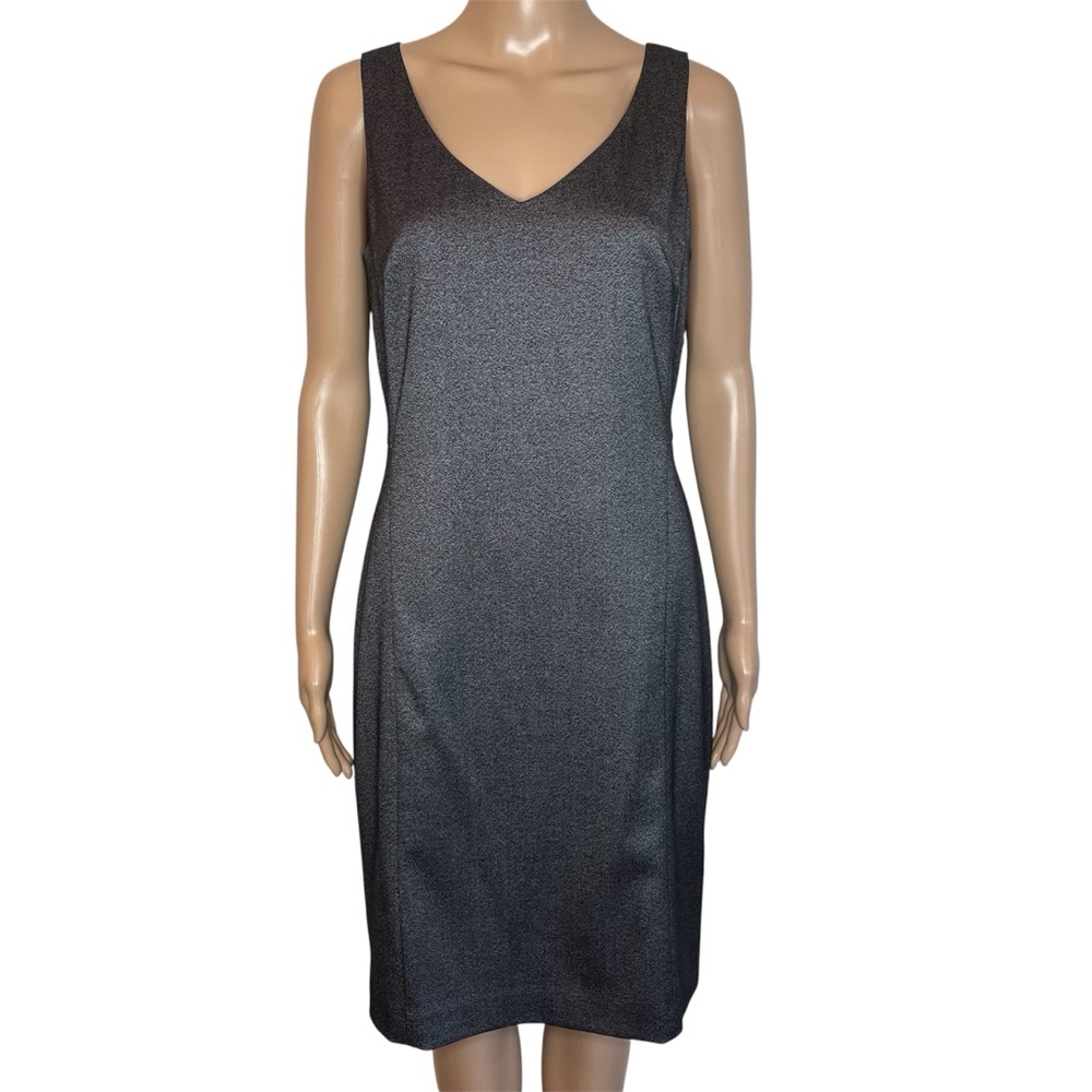 Ann Taylor Charcoal Gray Sleeveless V-Neck Sheath Dress